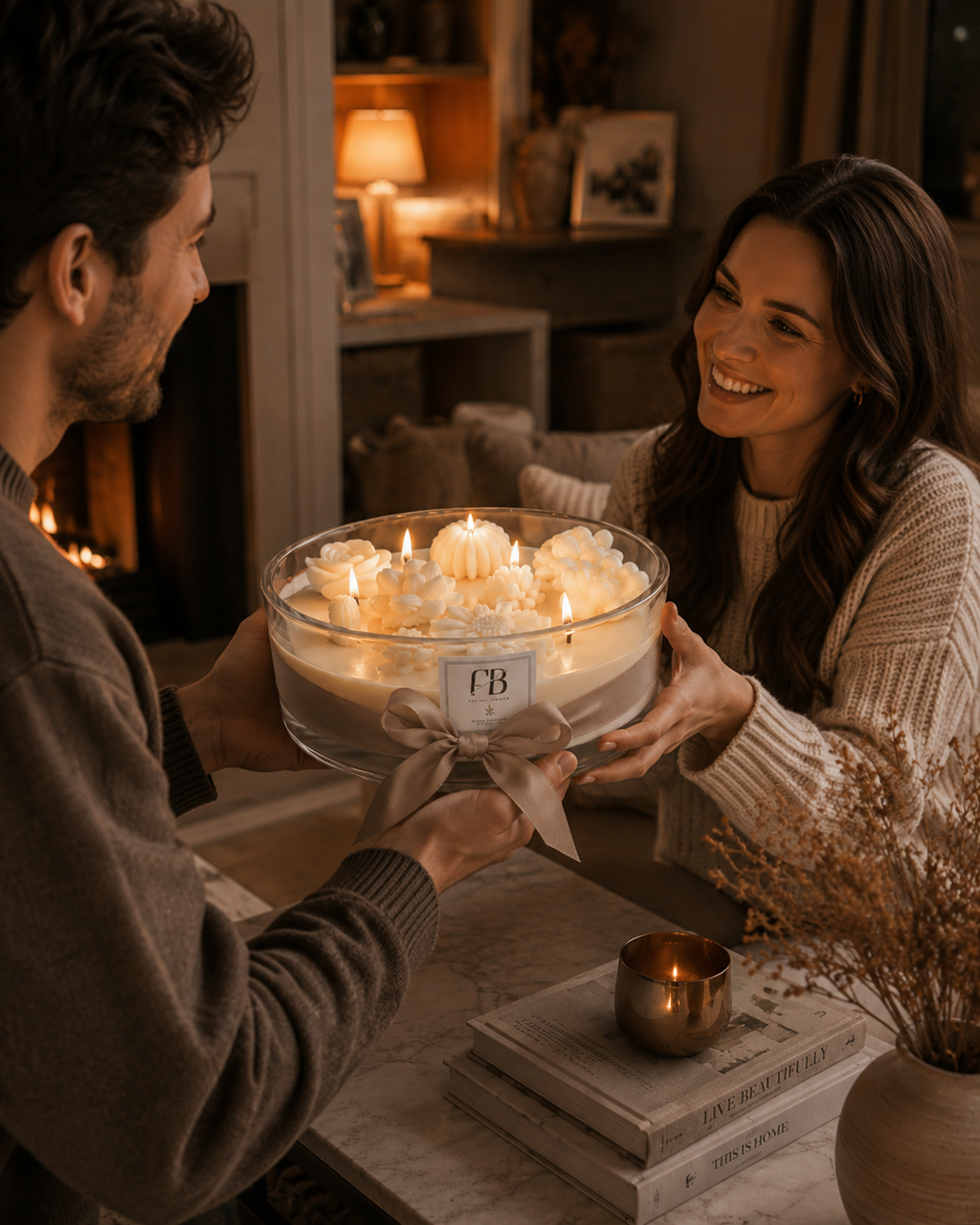 Handmade Jasmine Soy Wax Candle – Luxury Floral Home Decor